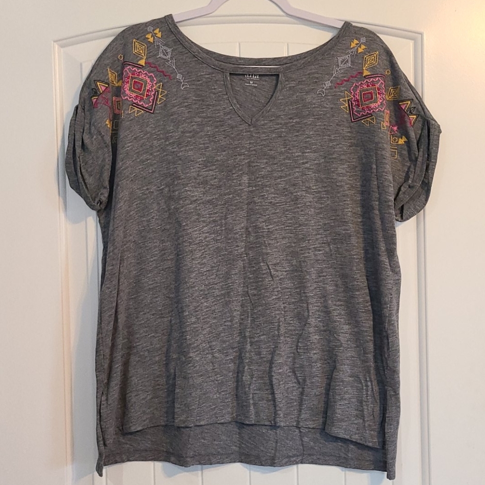 Medium Gray Ana shirt with embroidery